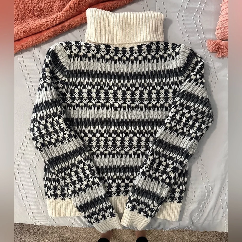LOFT STITCHED STRIPE TURTLENECK SWEATER COZY, ALPACA